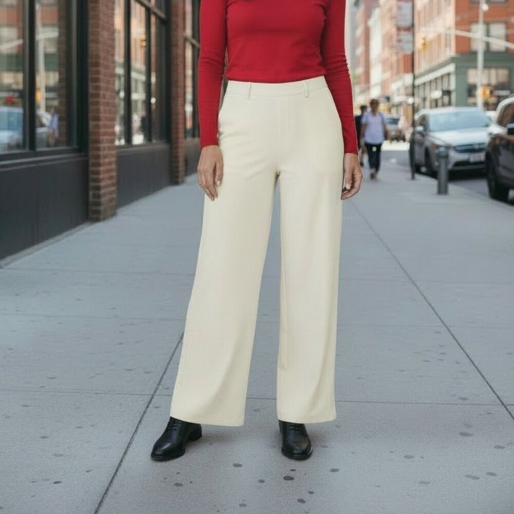 NWT Vero Moda High Waist Wide Leg Pant Sz 4 Birch Color